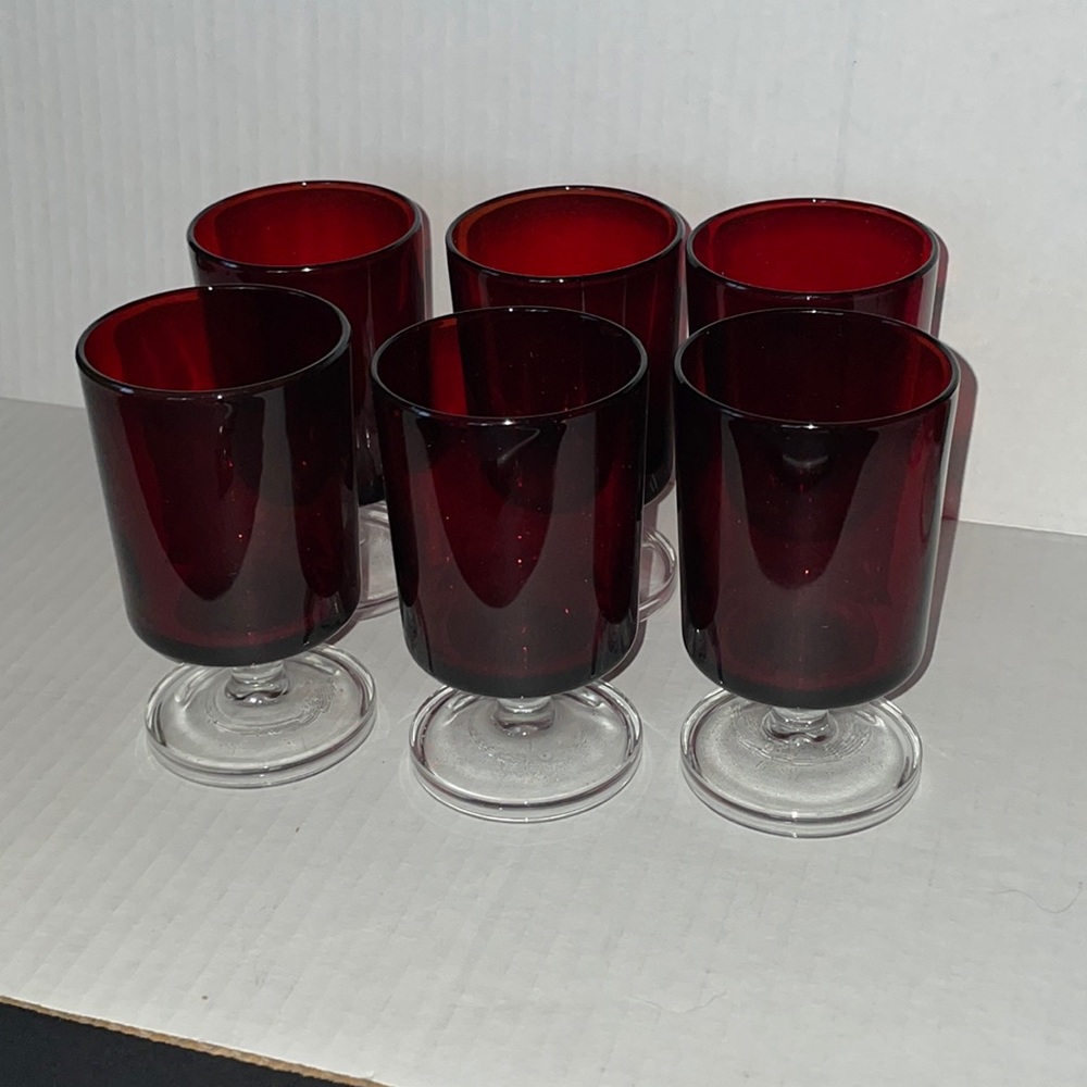 Made in France Ruby Red Glassware Luminarc Bar Glasses